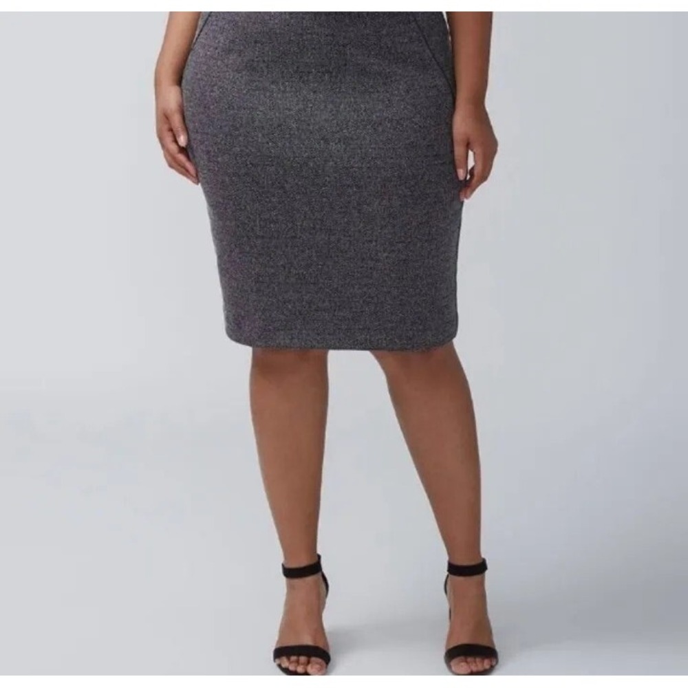 Lane Bryant Tweed Look Pencil Skirt w/ Leather Piping‎ Size 28 28W 3X 4X
